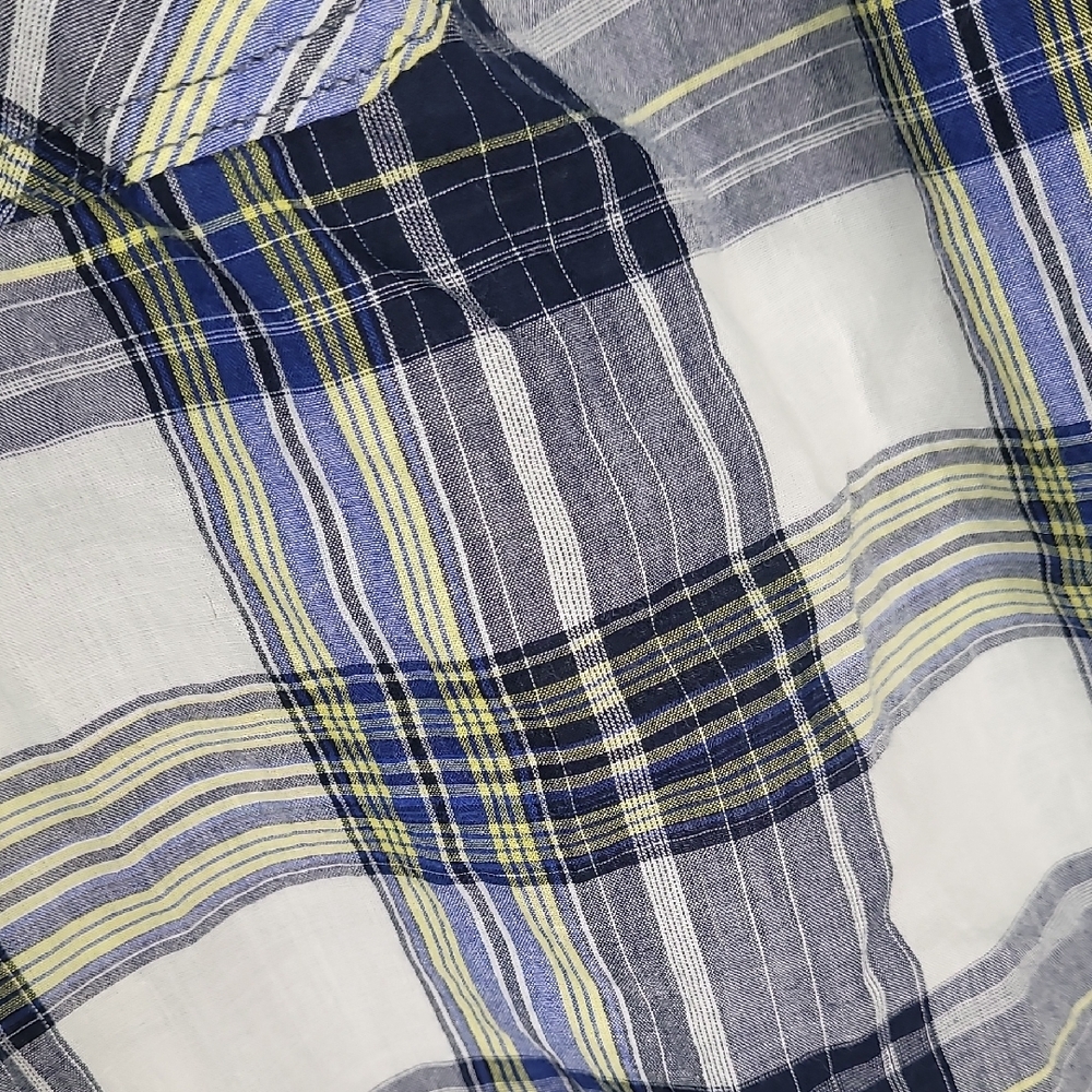 Cato Yellow, Navy & White Plaid Button-Up Shirt Sizec18/20W - Picture 3 of 6